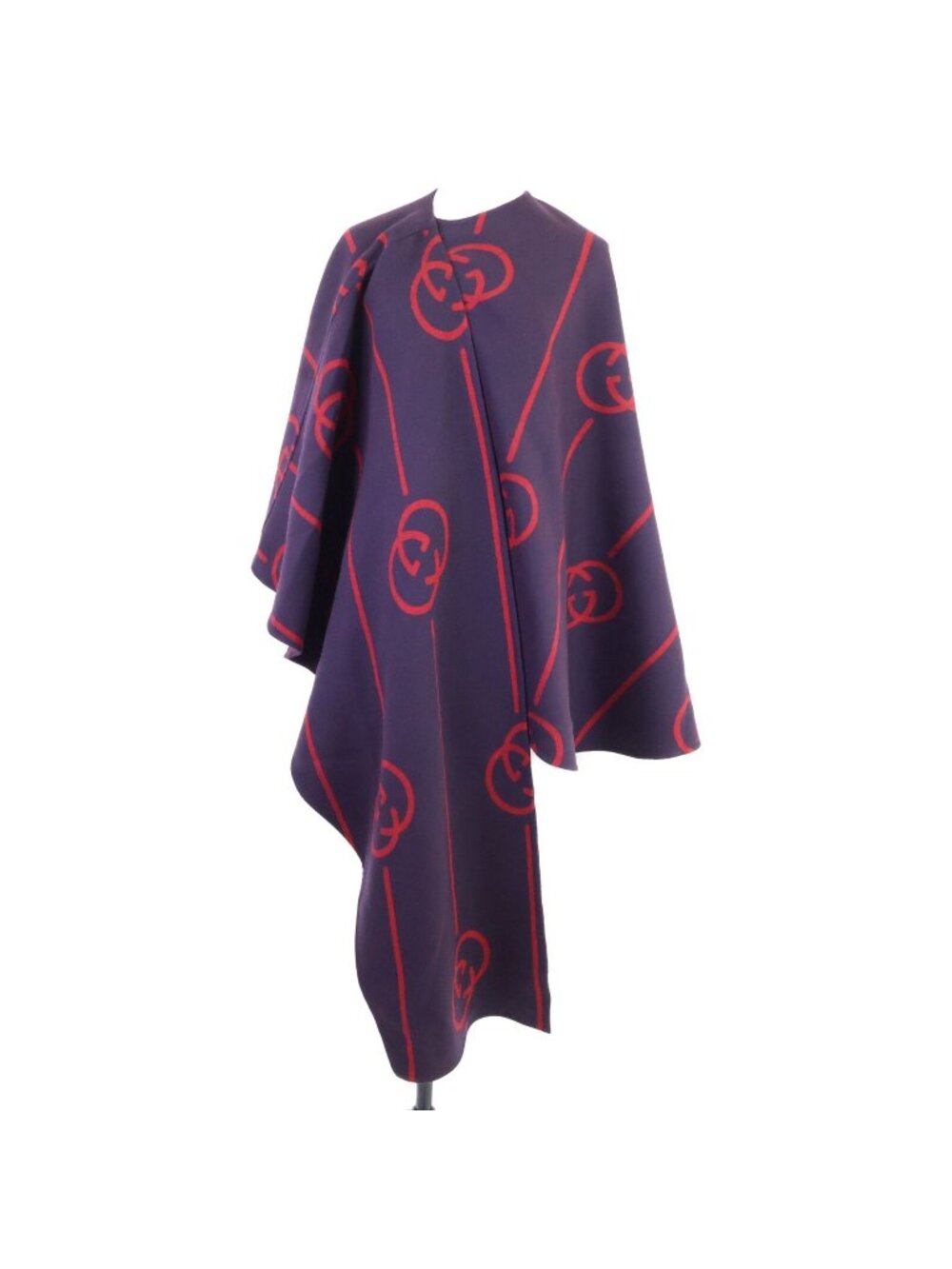 Gucci Silk Blend Interlocking G Lined Check Poncho 36